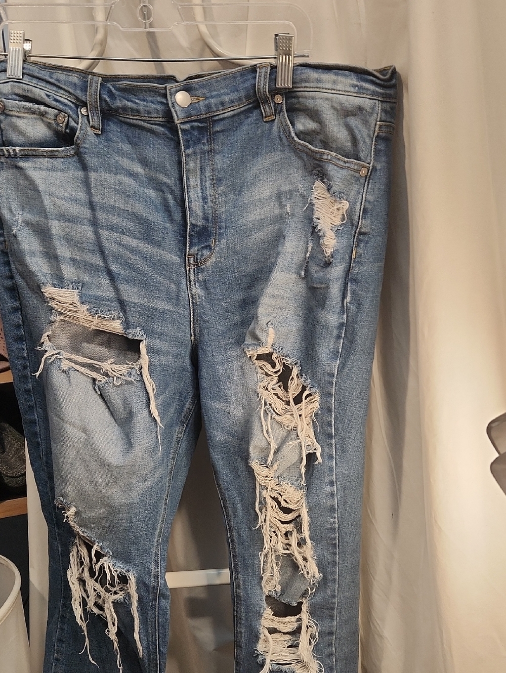 Fashion Nova Distressed Light Blue Boyfriend Jeans